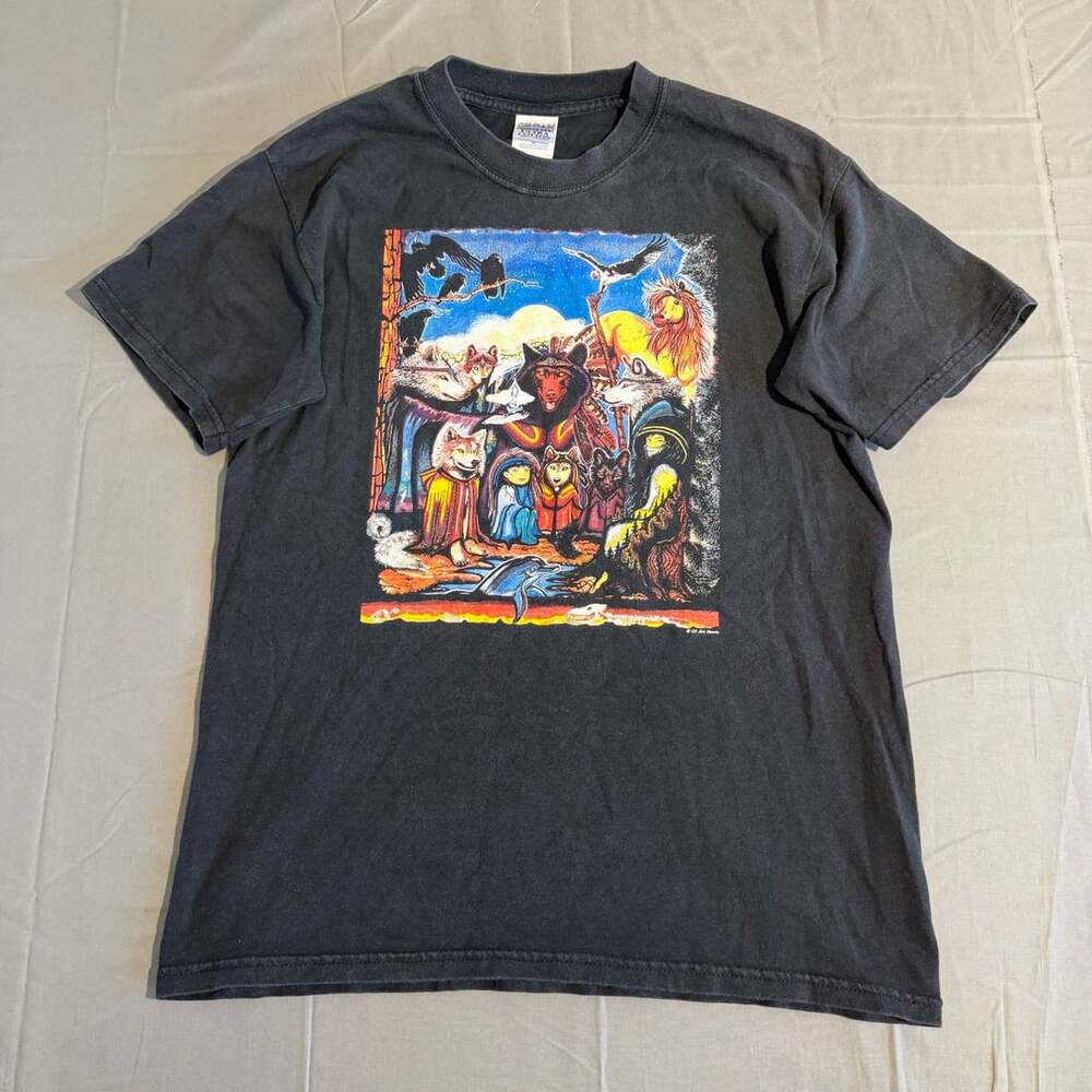 Gildan T-Shirt Size M Black Graphic Animals